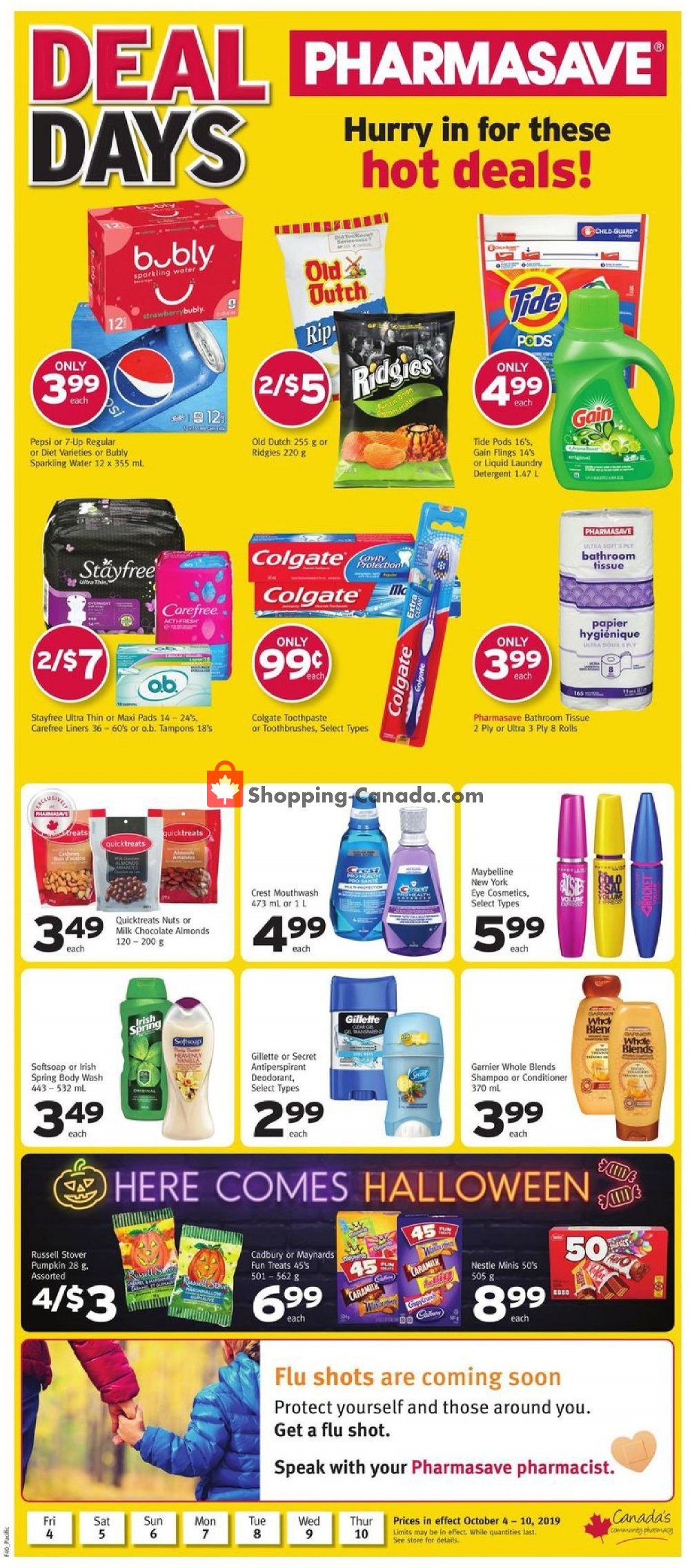 Pharmasave flyer from Friday October 4, 2019 to Thursday October 10, 2019 - page 1