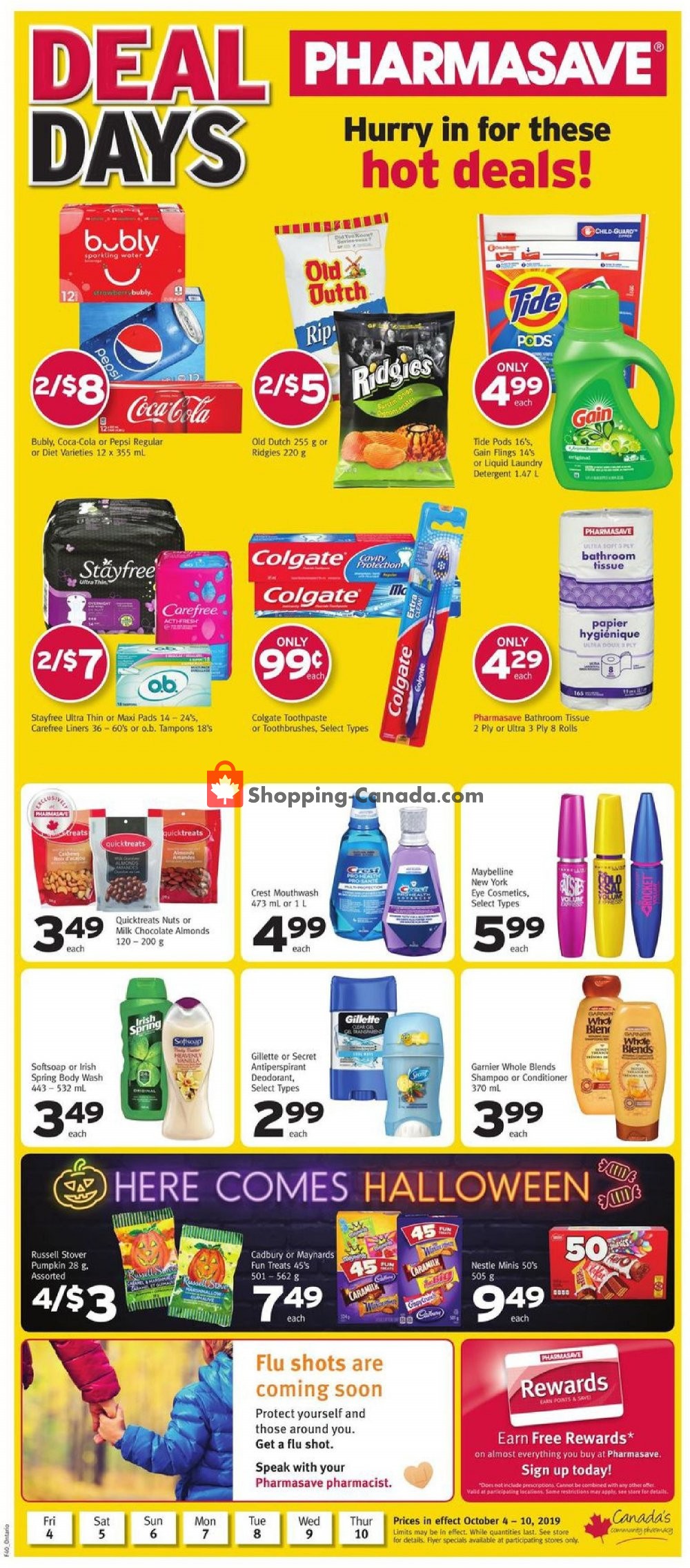 Pharmasave flyer from Friday October 4, 2019 to Thursday October 10, 2019 - page 1
