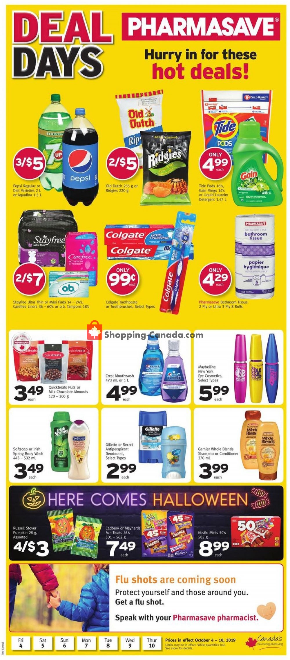 Pharmasave flyer from Friday October 4, 2019 to Thursday October 10, 2019 - page 1