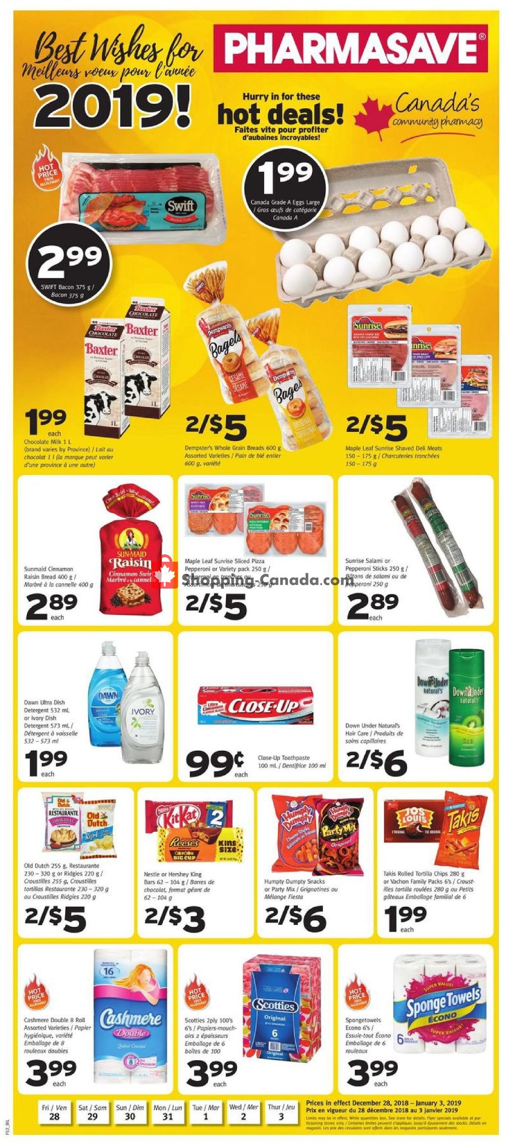 Pharmasave flyer from Friday December 28, 2018 to Thursday January 3, 2019 - page 1