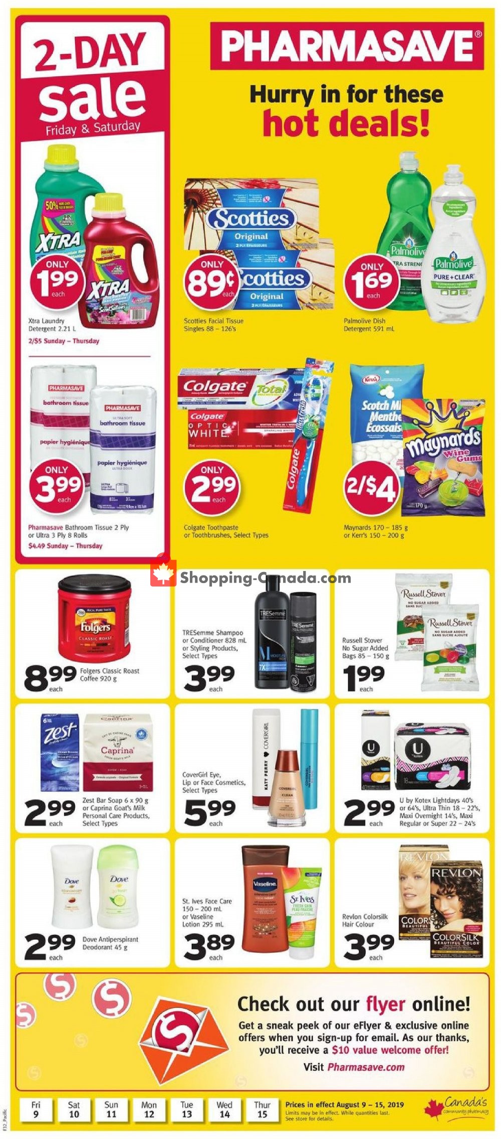 Pharmasave flyer from Friday August 9, 2019 to Thursday August 15, 2019 - page 1