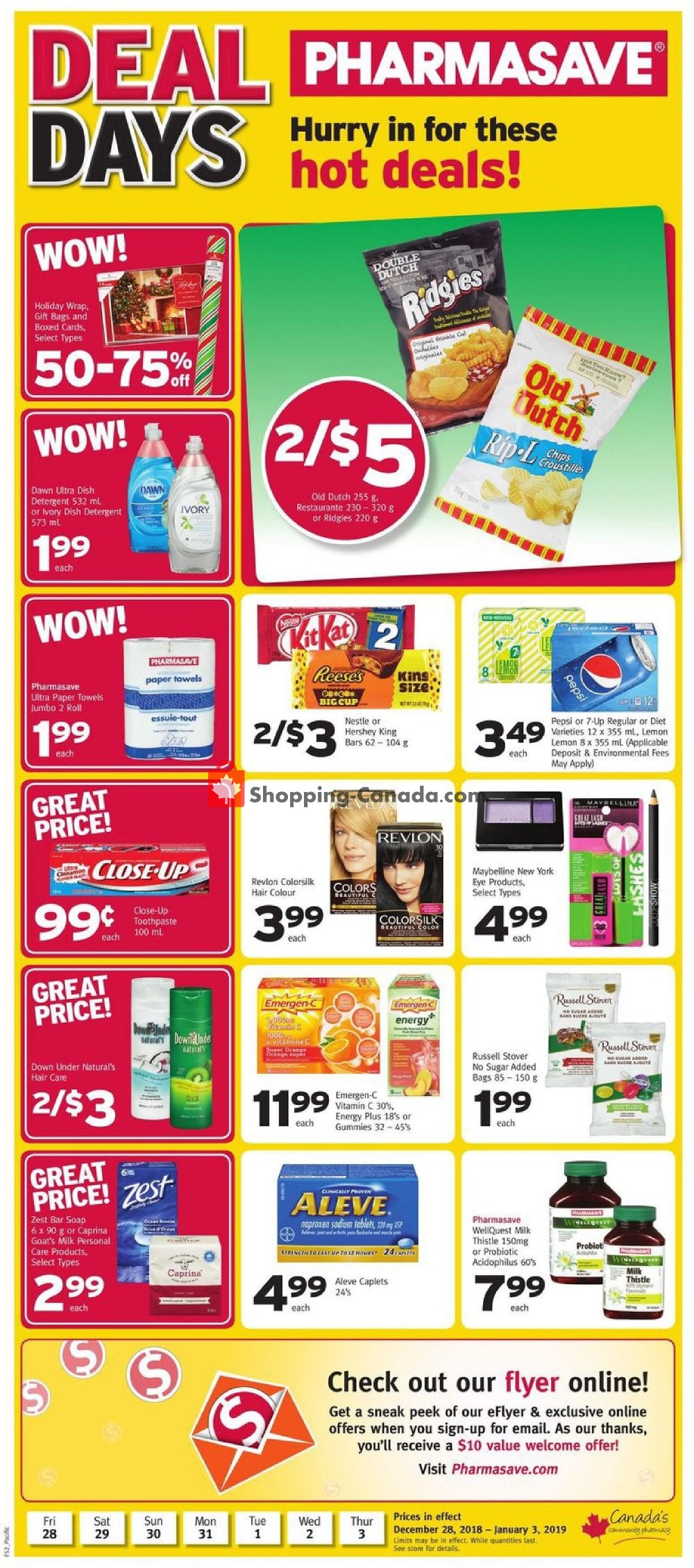 Pharmasave flyer from Friday December 28, 2018 to Thursday January 3, 2019 - page 1