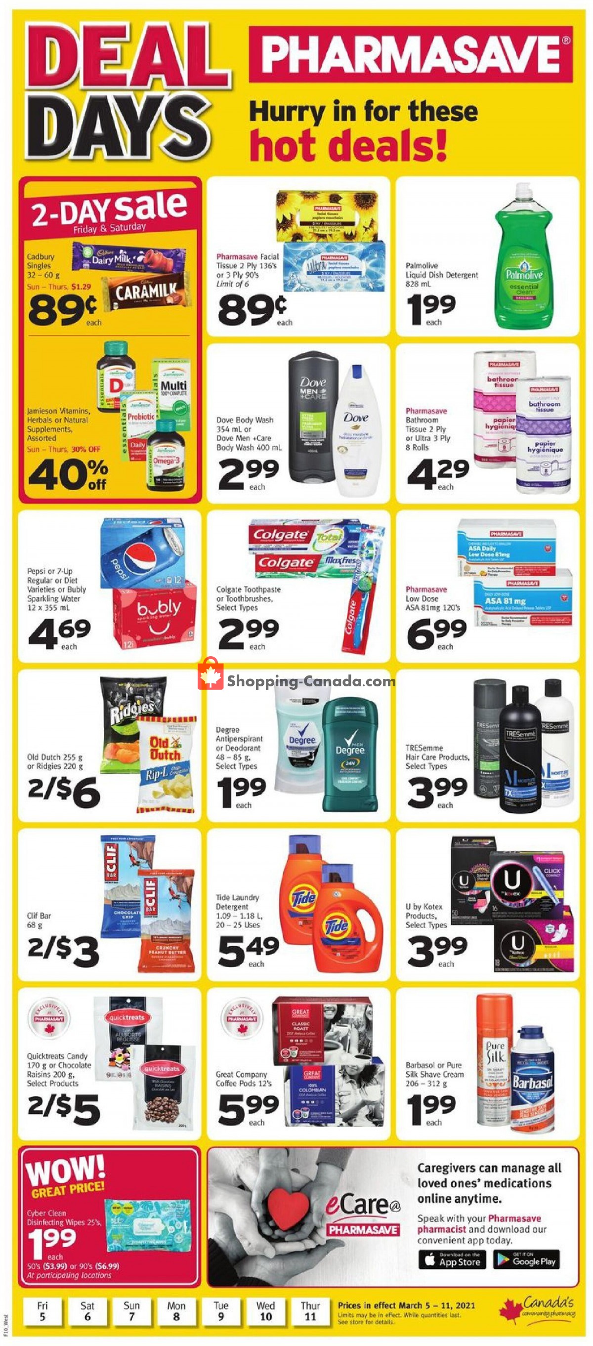 Pharmasave flyer from Friday March 5, 2021 to Thursday March 11, 2021 - page 1