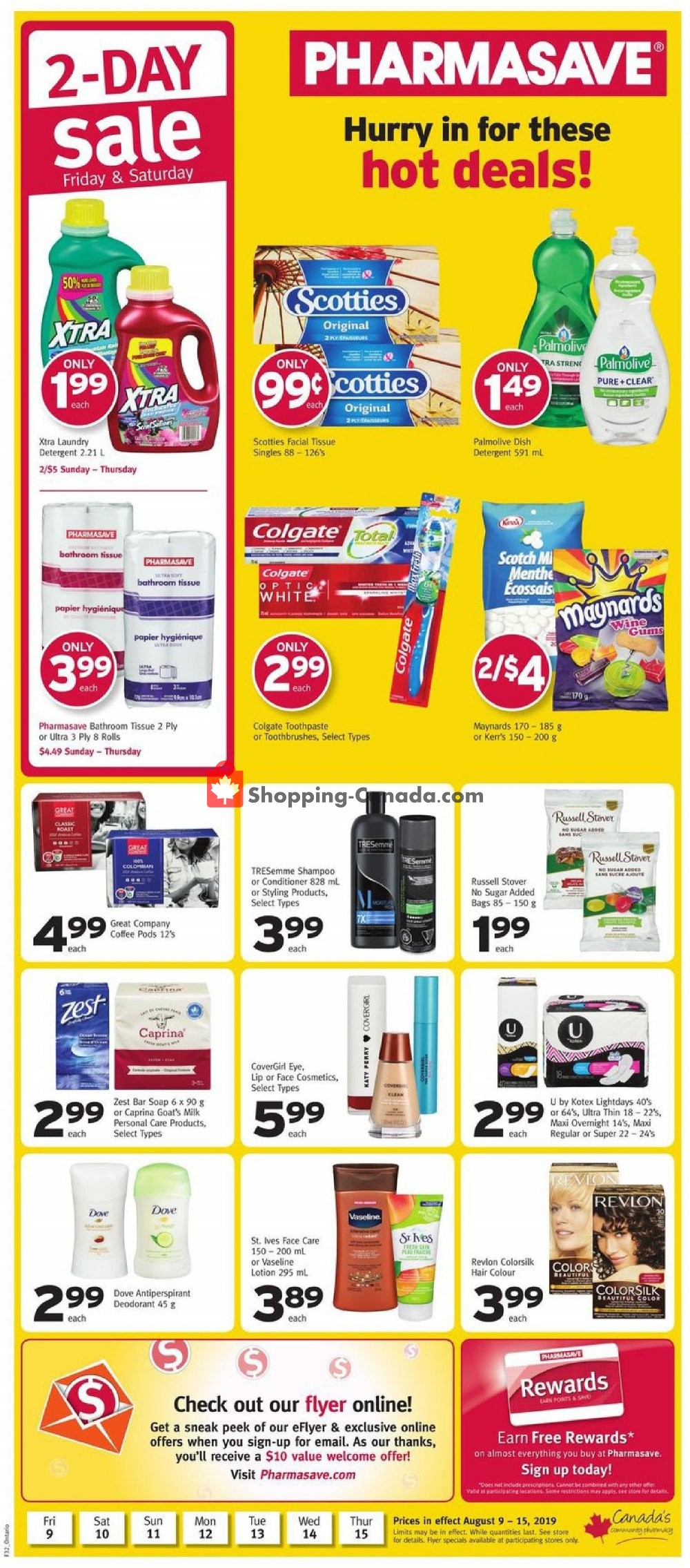 Pharmasave flyer from Friday August 9, 2019 to Thursday August 15, 2019 - page 1