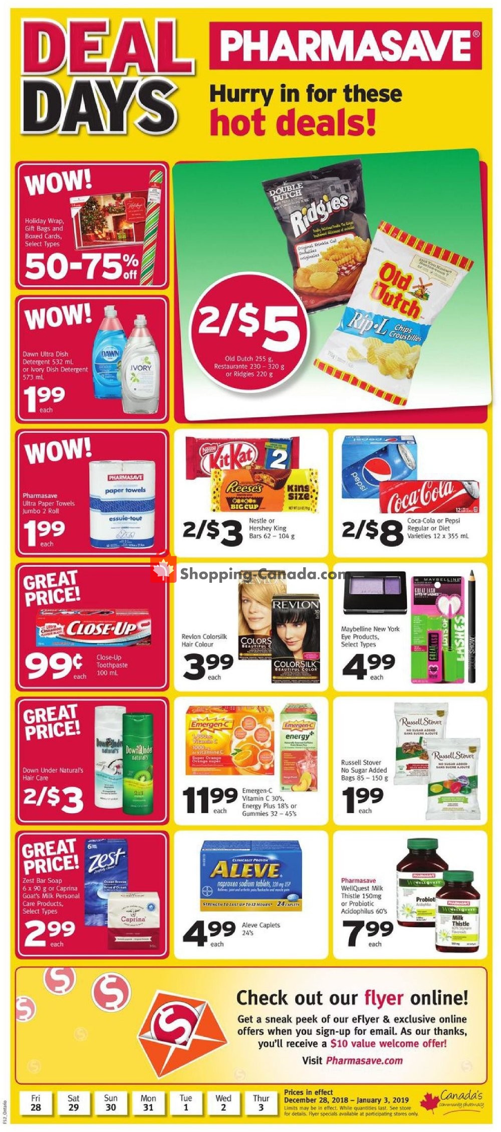 Pharmasave flyer from Friday December 28, 2018 to Thursday January 3, 2019 - page 1