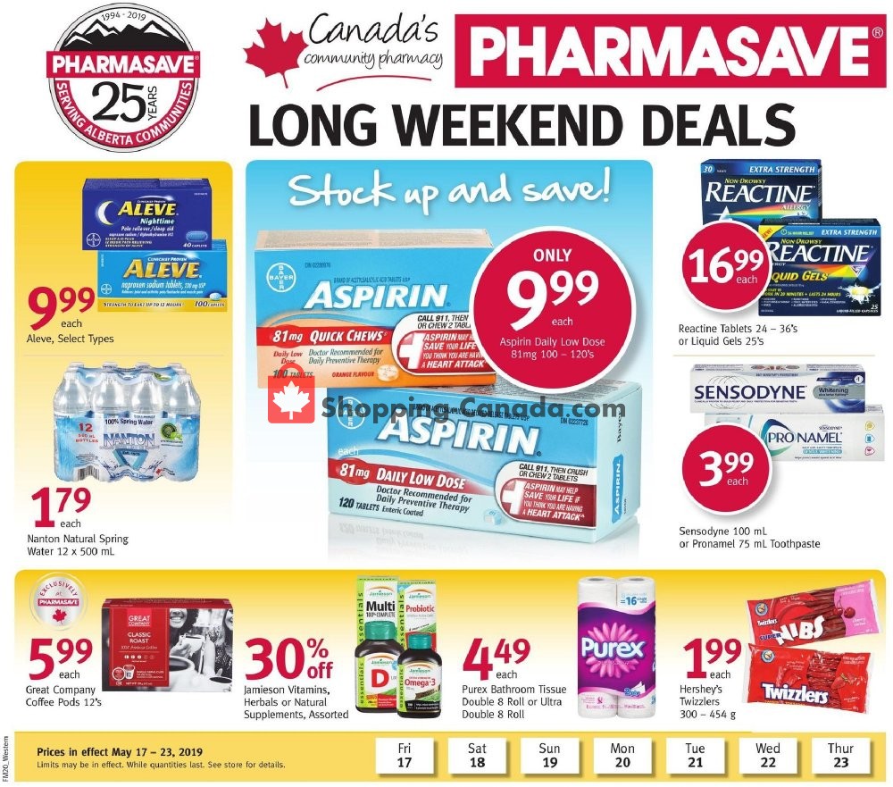 Pharmasave flyer from Friday May 17, 2019 to Thursday May 23, 2019 - page 1