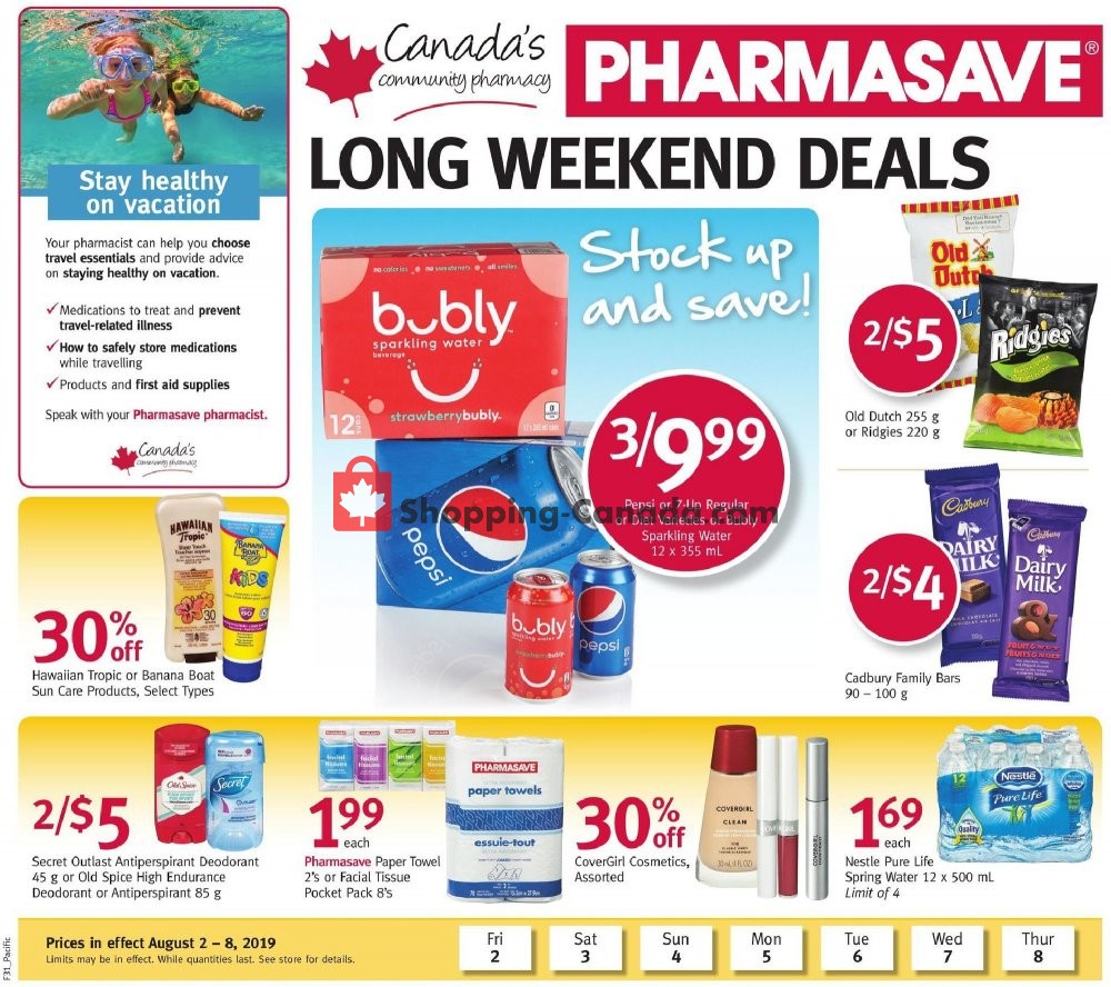 Pharmasave flyer from Friday August 2, 2019 to Thursday August 8, 2019 - page 1