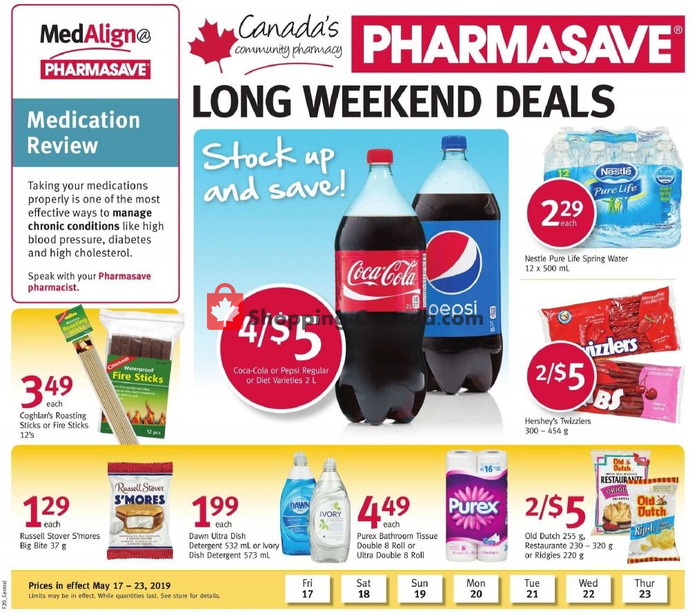 Pharmasave flyer from Friday May 17, 2019 to Thursday May 23, 2019 - page 1
