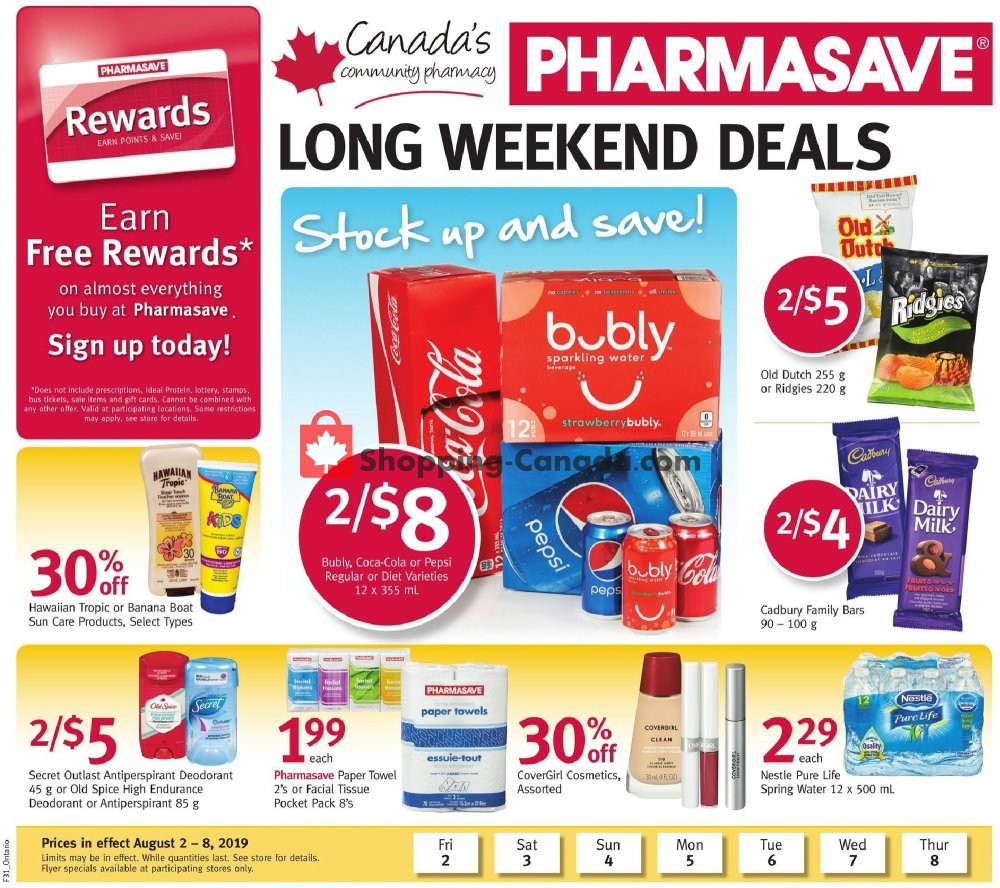 Pharmasave flyer from Friday August 2, 2019 to Thursday August 8, 2019 - page 1