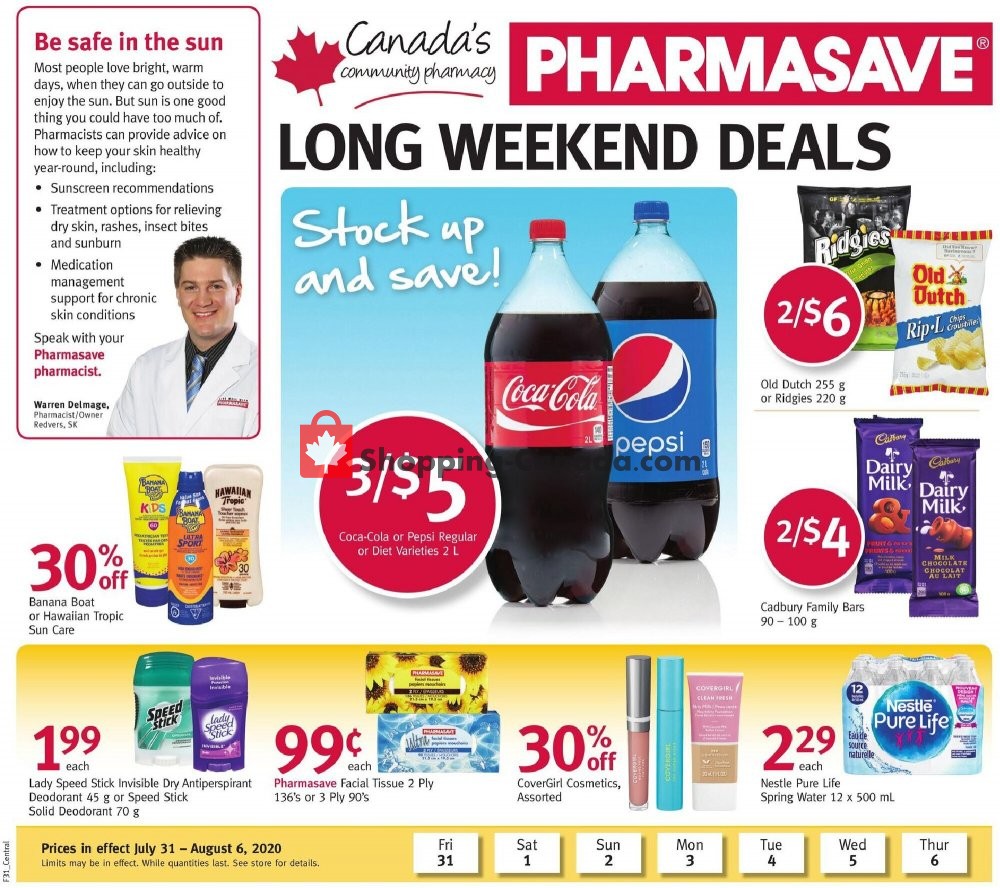 Pharmasave flyer from Friday July 31, 2020 to Thursday August 6, 2020 - page 1