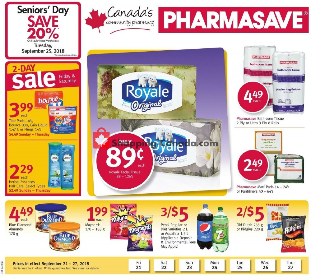 Pharmasave flyer from Friday September 21, 2018 to Thursday September 27, 2018 - page 1