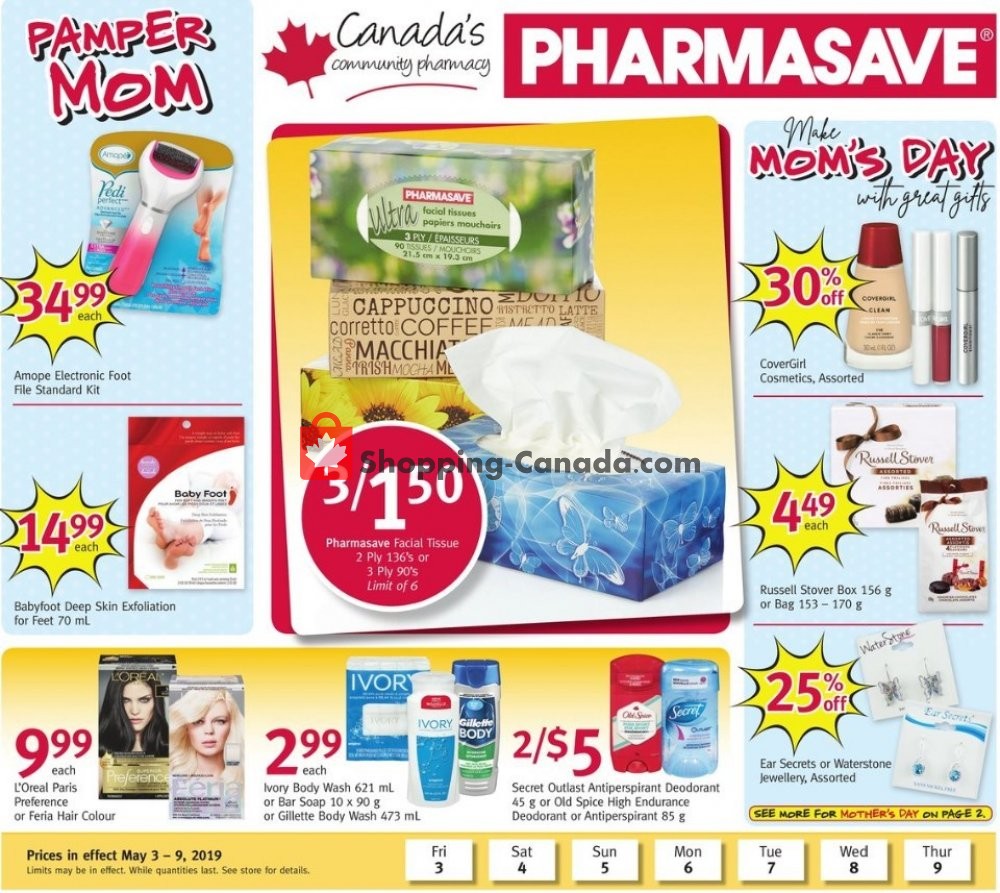 Pharmasave flyer from Friday May 3, 2019 to Thursday May 9, 2019 - page 1