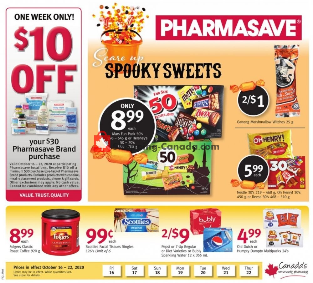 Pharmasave flyer from Friday October 16, 2020 to Thursday October 22, 2020 - page 1
