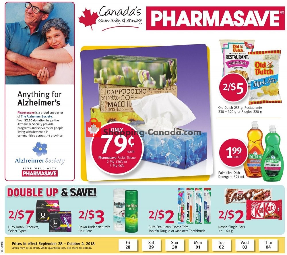 Pharmasave flyer from Friday September 28, 2018 to Thursday October 4, 2018 - page 1