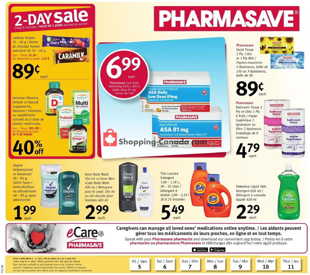Pharmasave flyer from Friday March 5, 2021 to Thursday March 11, 2021 - page 1