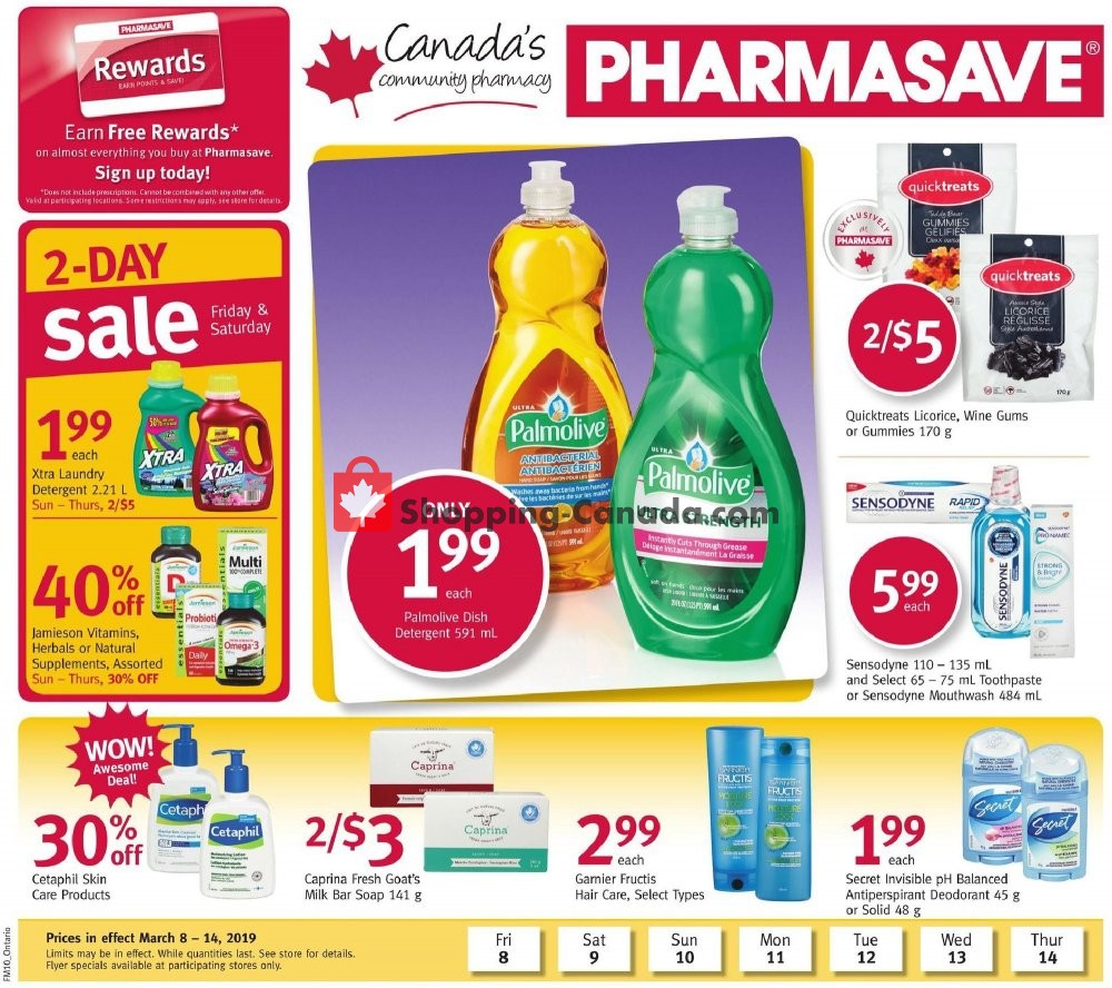 Pharmasave flyer from Friday March 8, 2019 to Thursday March 14, 2019 - page 1