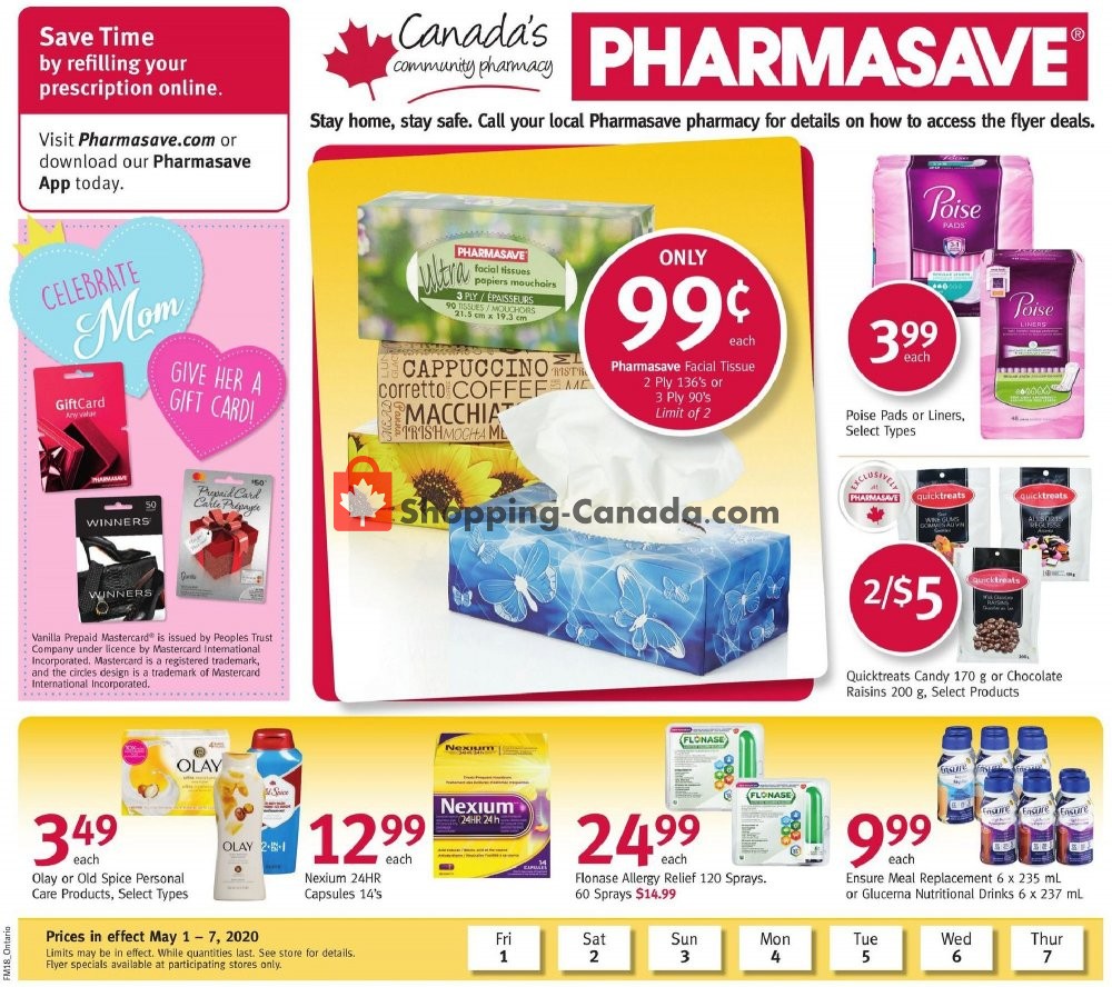 Pharmasave flyer from Friday May 1, 2020 to Thursday May 7, 2020 - page 1