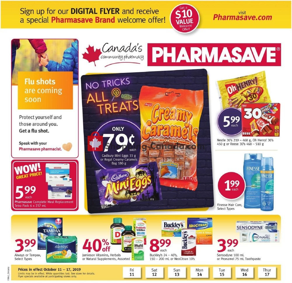 Pharmasave flyer from Friday October 11, 2019 to Thursday October 17, 2019 - page 1