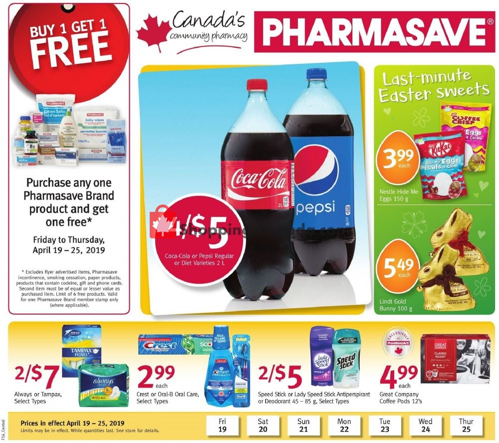 Pharmasave flyer from Friday April 19, 2019 to Thursday April 25, 2019 - page 1