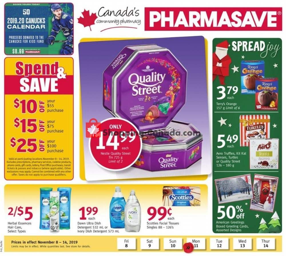 Pharmasave flyer from Friday November 8, 2019 to Thursday November 14, 2019 - page 1