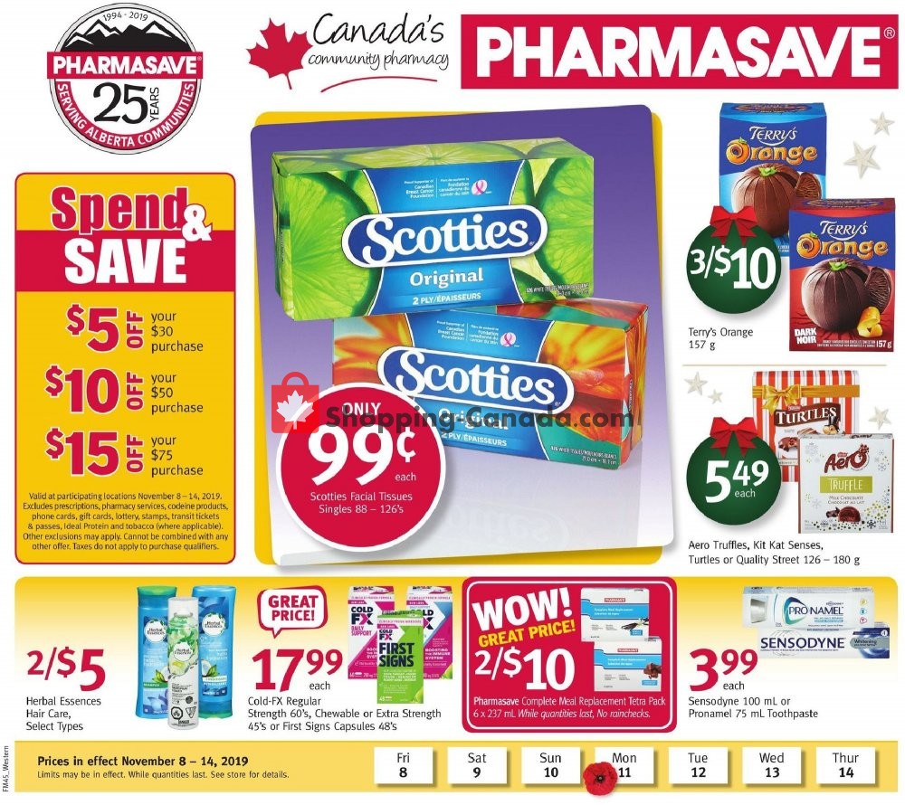 Pharmasave flyer from Friday November 8, 2019 to Thursday November 14, 2019 - page 1