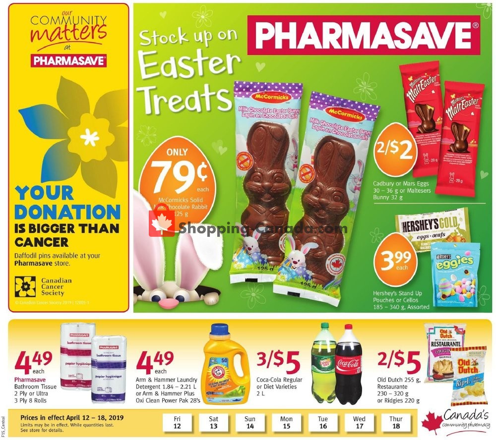 Pharmasave flyer from Friday April 12, 2019 to Thursday April 18, 2019 - page 1