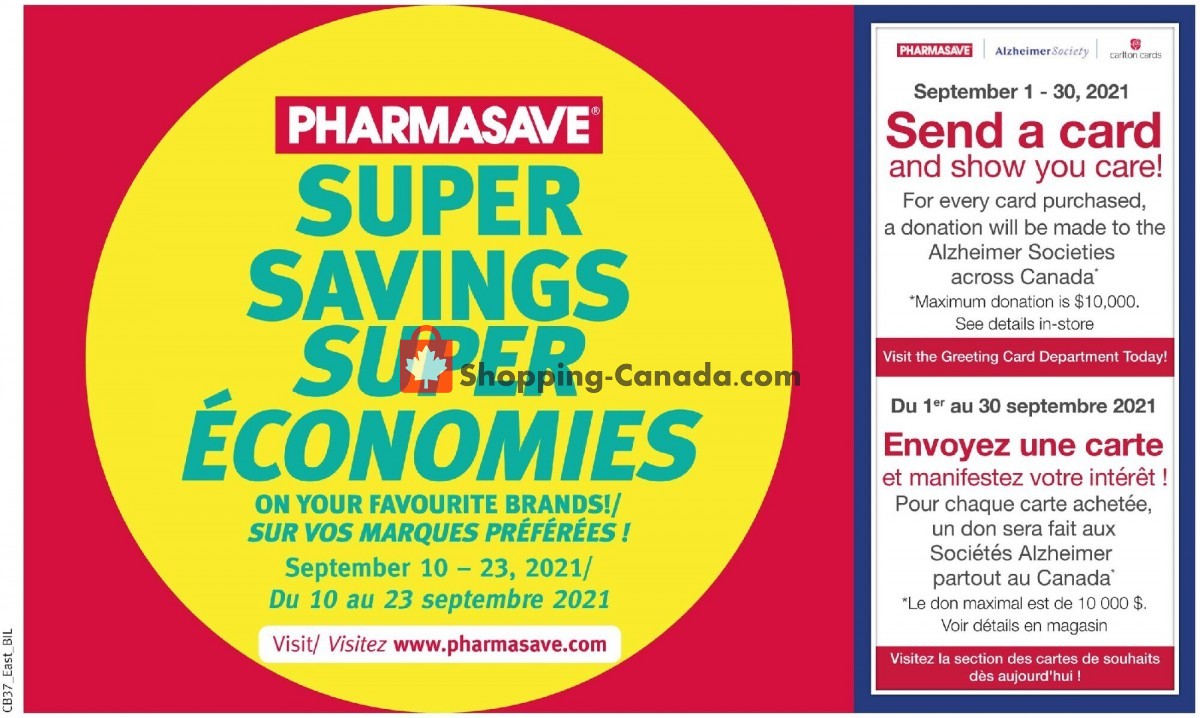 Pharmasave flyer from Friday September 10, 2021 to Thursday September 23, 2021 - page 1