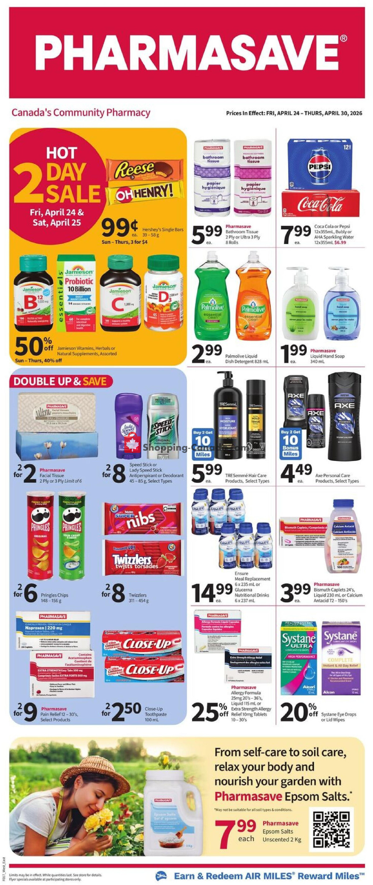Pharmasave flyer from Friday April 24, 2026 to Thursday April 30, 2026 - page 1