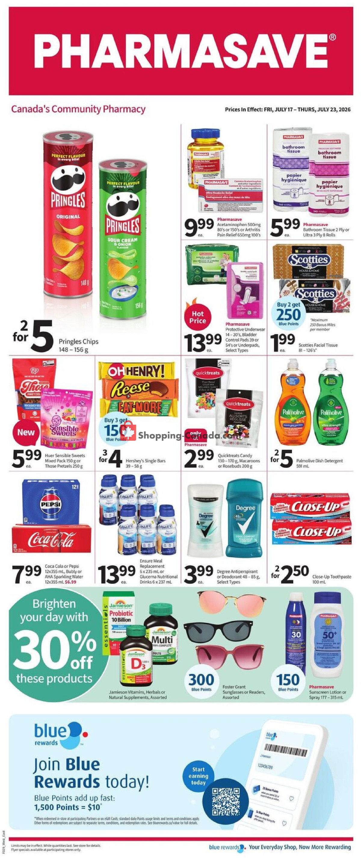 Pharmasave flyer from Friday July 17, 2026 to Thursday July 23, 2026 - page 1
