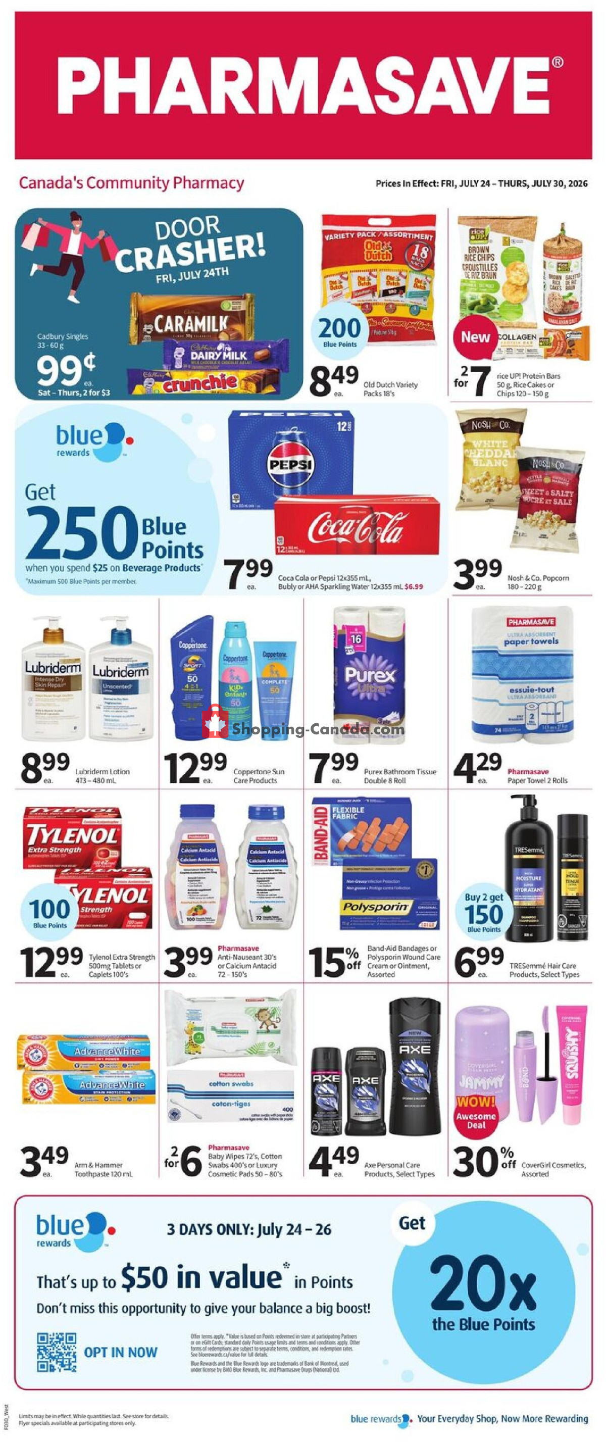 Pharmasave flyer from Friday July 24, 2026 to Thursday July 30, 2026 - page 1