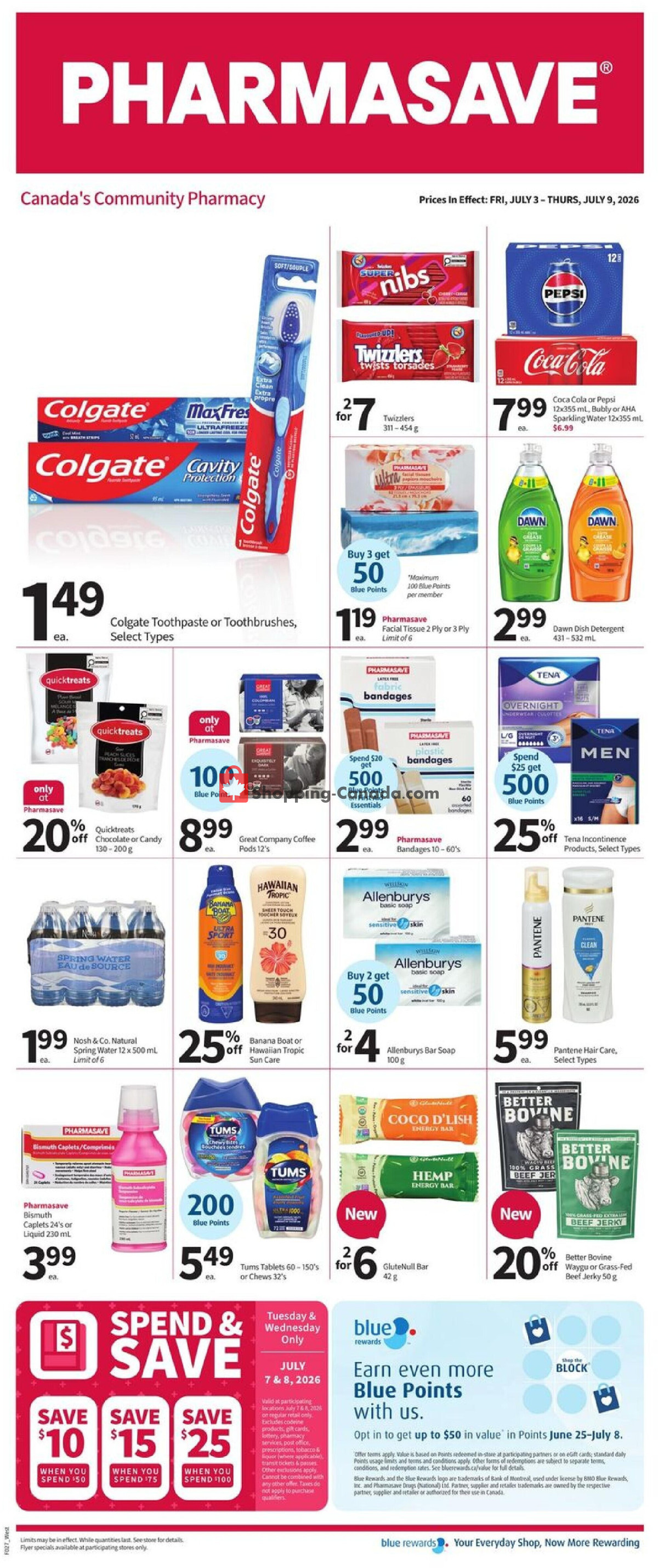 Pharmasave flyer from Friday July 3, 2026 to Thursday July 9, 2026 - page 1