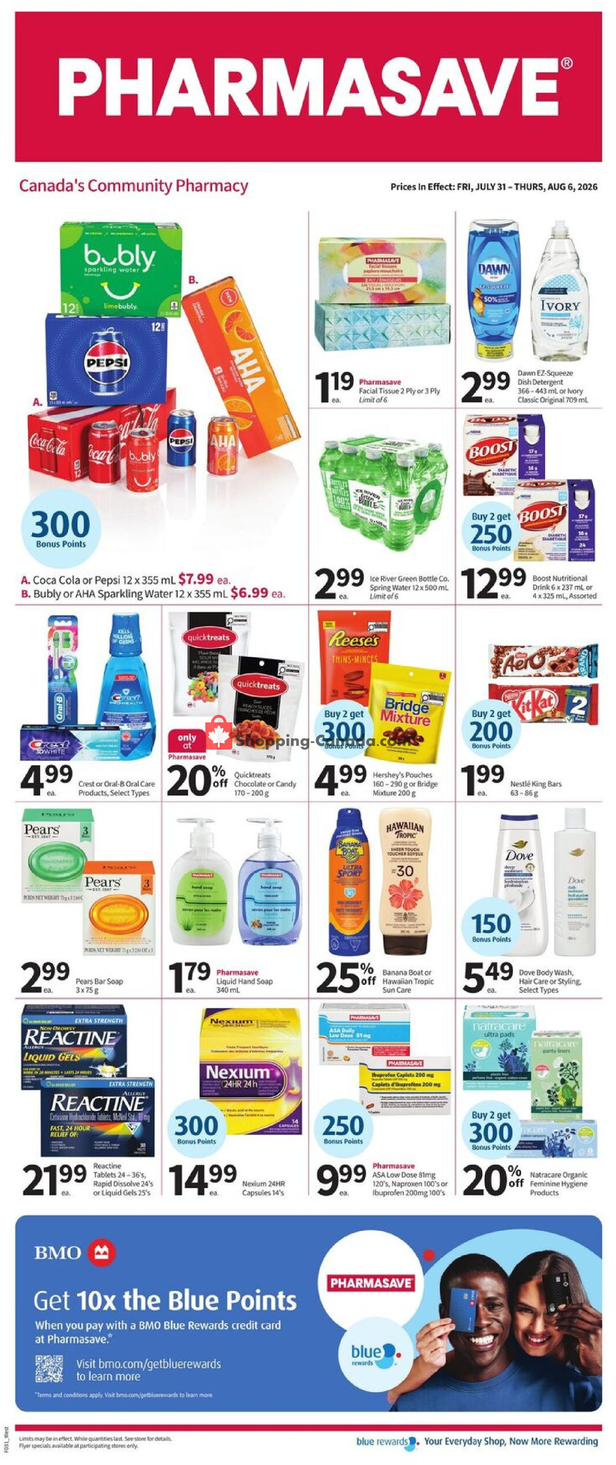 Pharmasave flyer from Friday July 31, 2026 to Thursday August 6, 2026 - page 1
