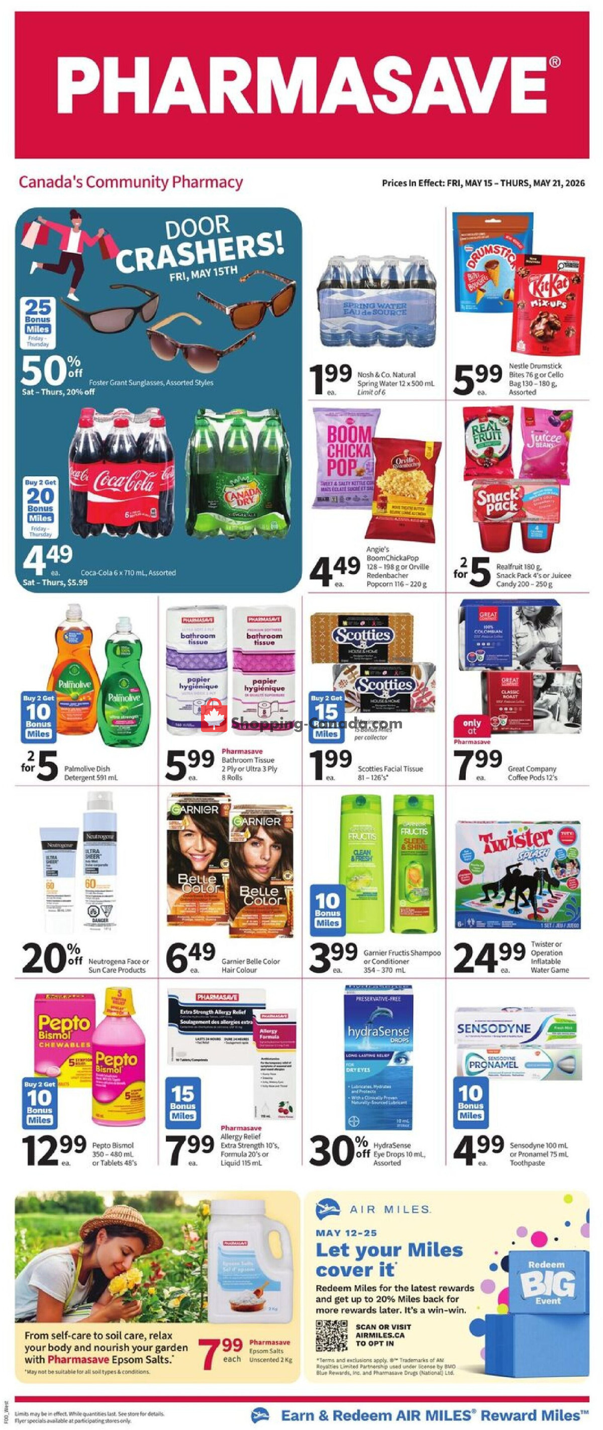 First page of Pharmasave flyer - preview - from Friday May 15, 2026 to Thursday May 21, 2026