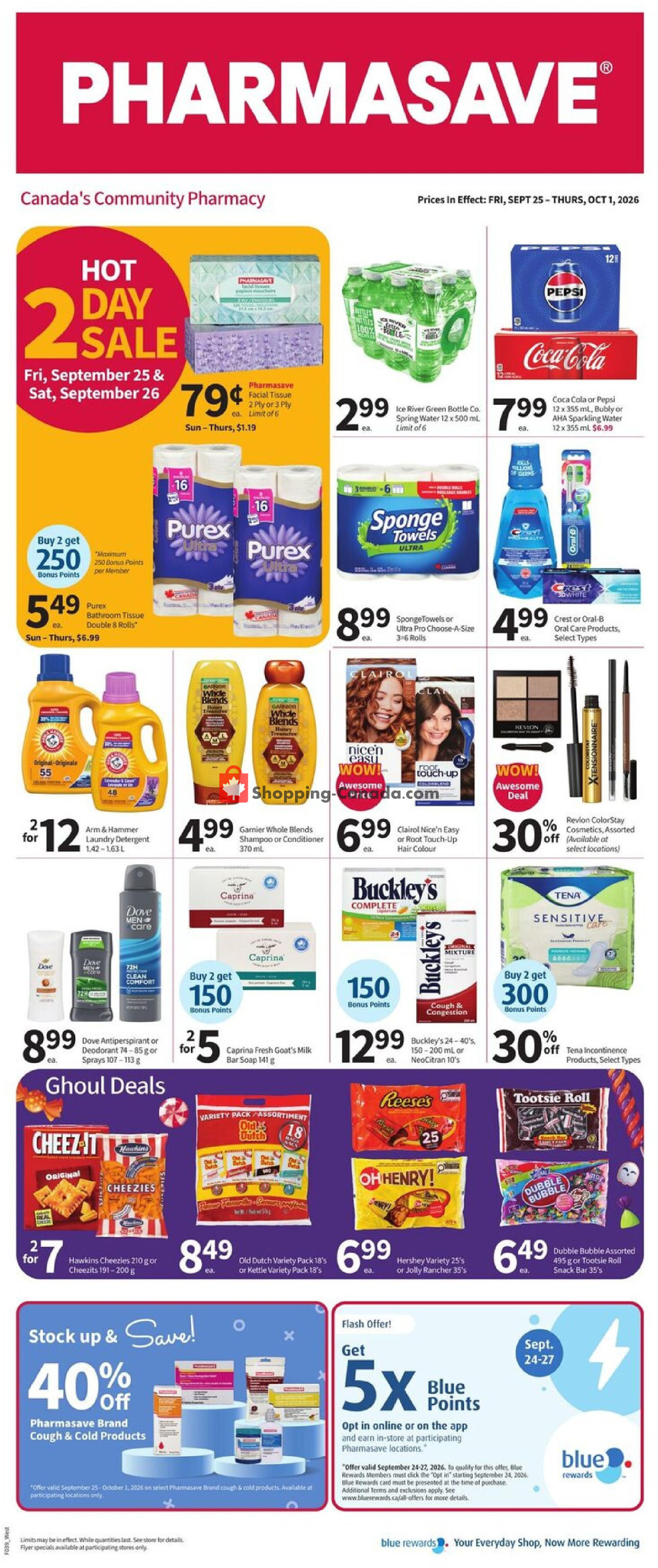 Pharmasave flyer from Friday September 25, 2026 to Thursday October 1, 2026 - page 1