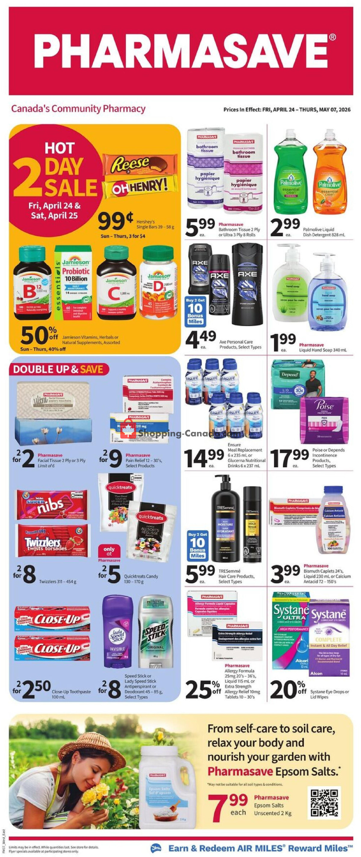 First page of Pharmasave flyer - preview - from Friday April 24, 2026 to Thursday May 7, 2026