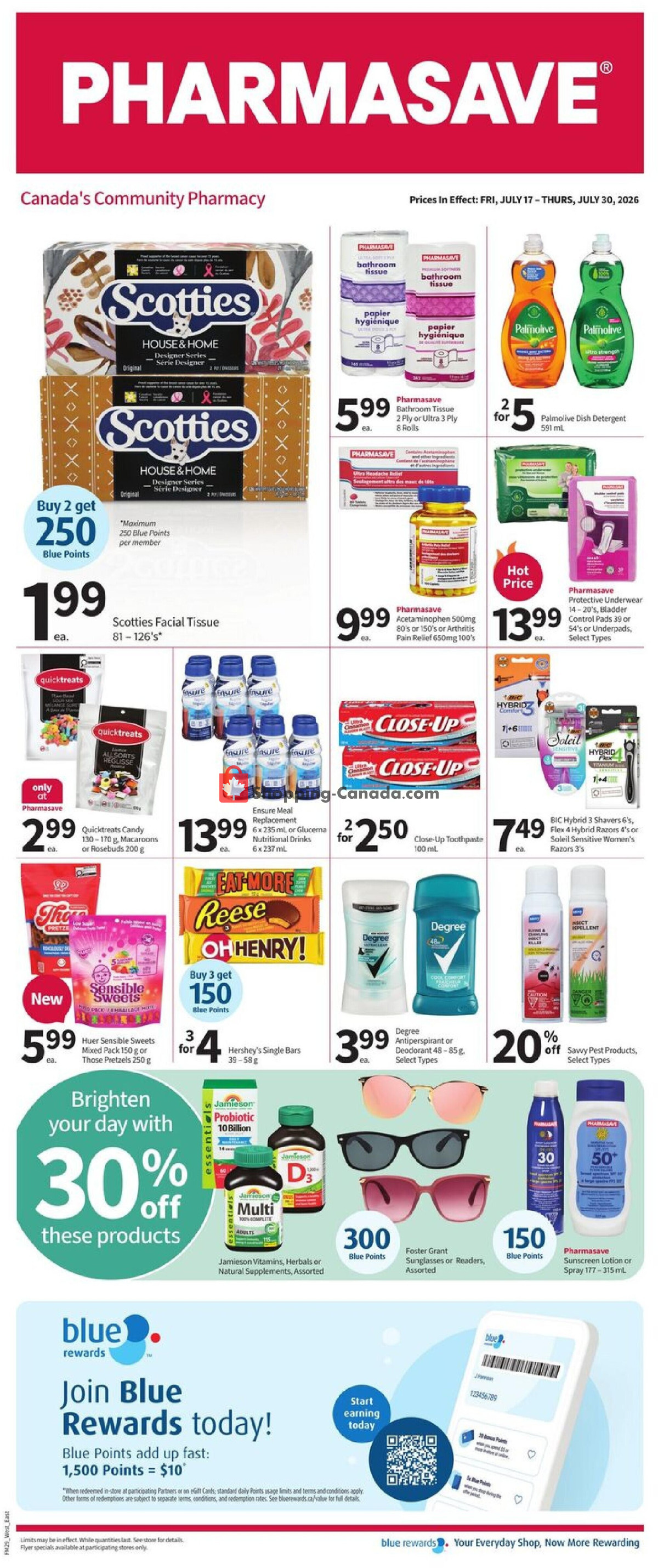 Pharmasave flyer from Friday July 17, 2026 to Thursday July 30, 2026 - page 1