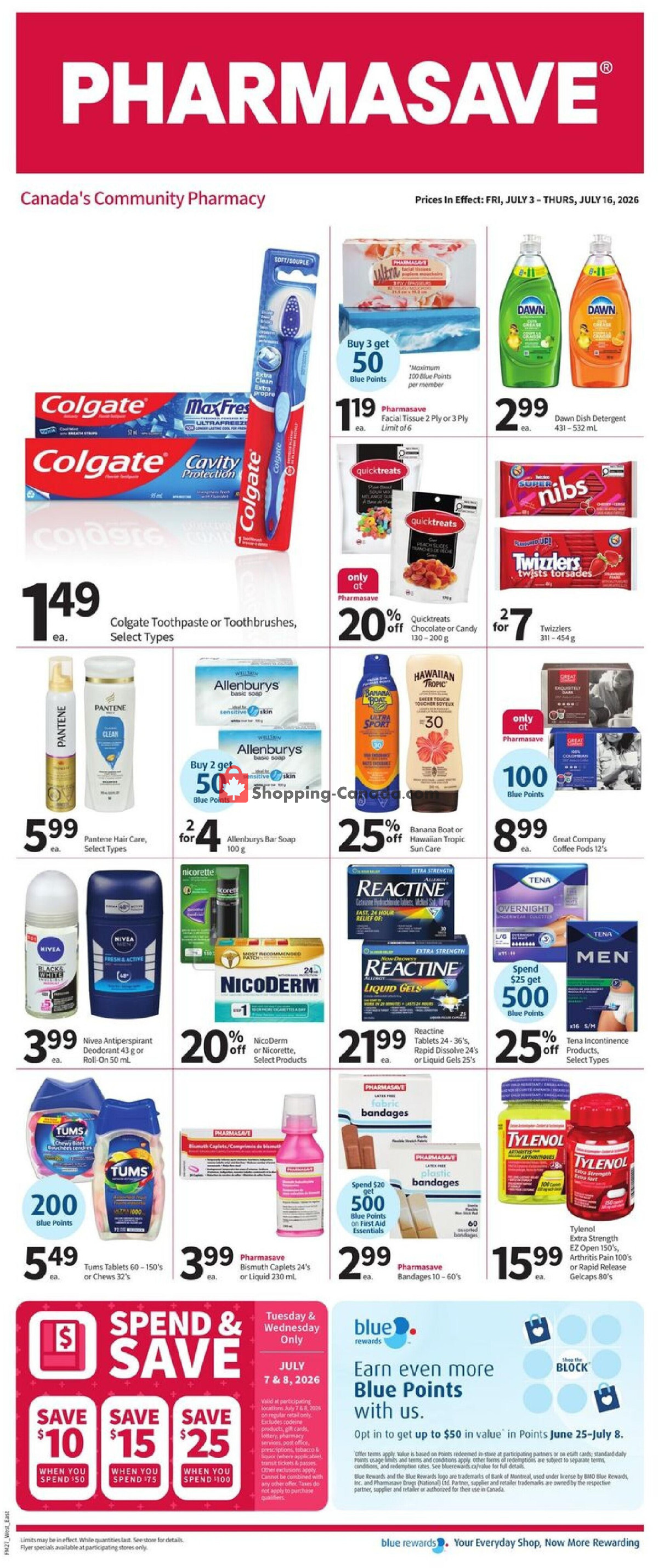 Pharmasave flyer from Friday July 3, 2026 to Thursday July 16, 2026 - page 1