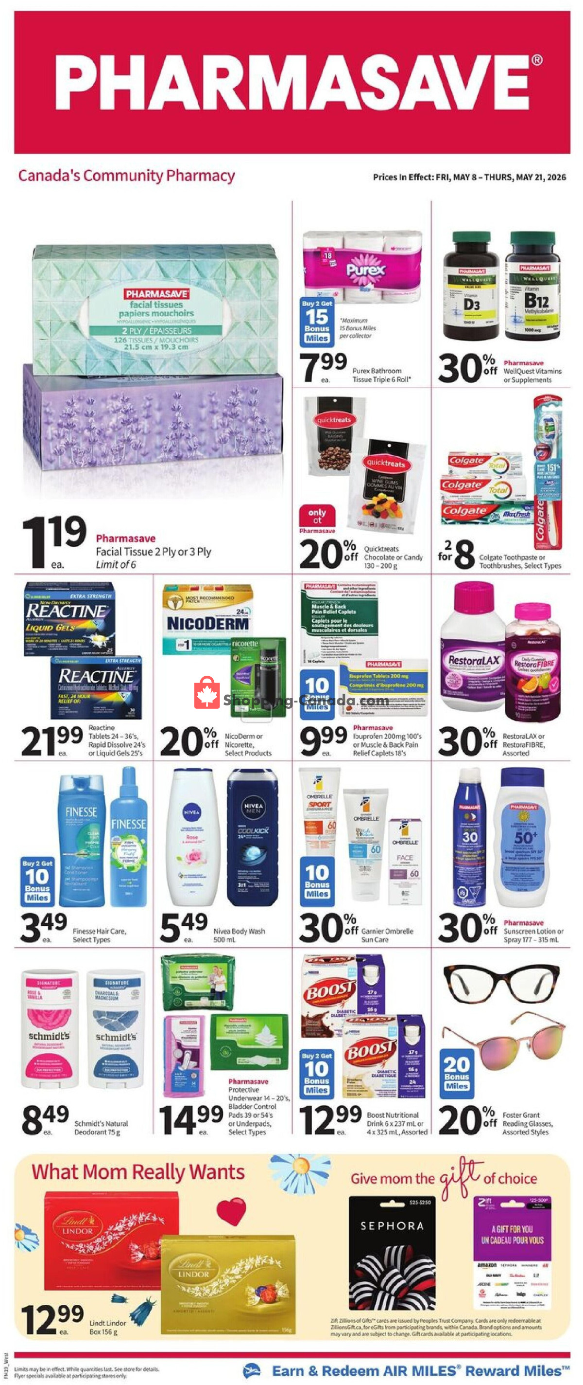 First page of Pharmasave flyer - preview - from Friday May 8, 2026 to Thursday May 21, 2026