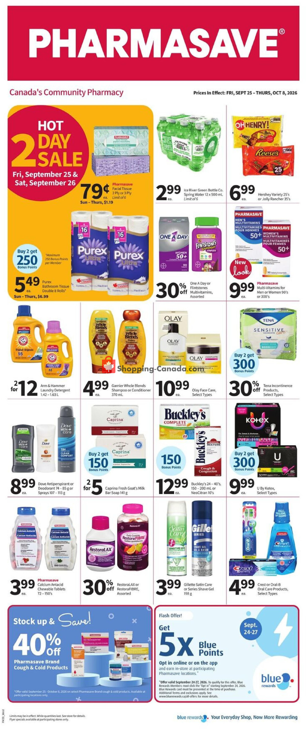 Pharmasave flyer from Friday September 25, 2026 to Thursday October 8, 2026 - page 1