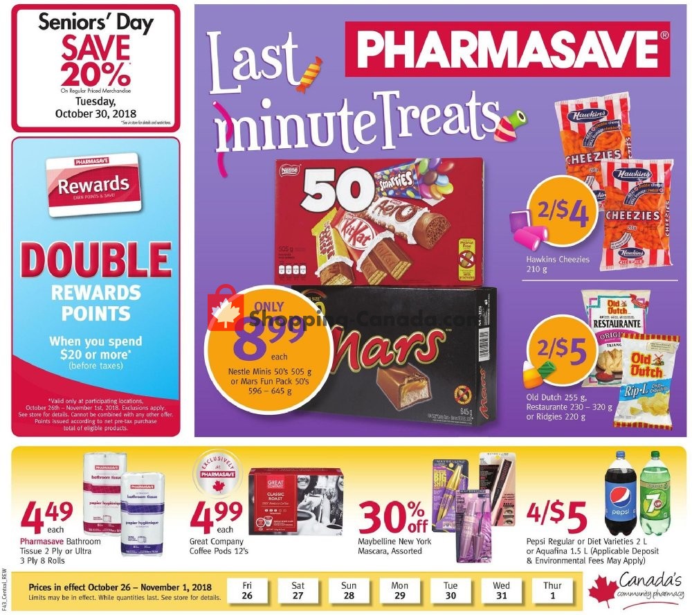 Pharmasave flyer from Friday October 26, 2018 to Thursday November 1, 2018 - page 1