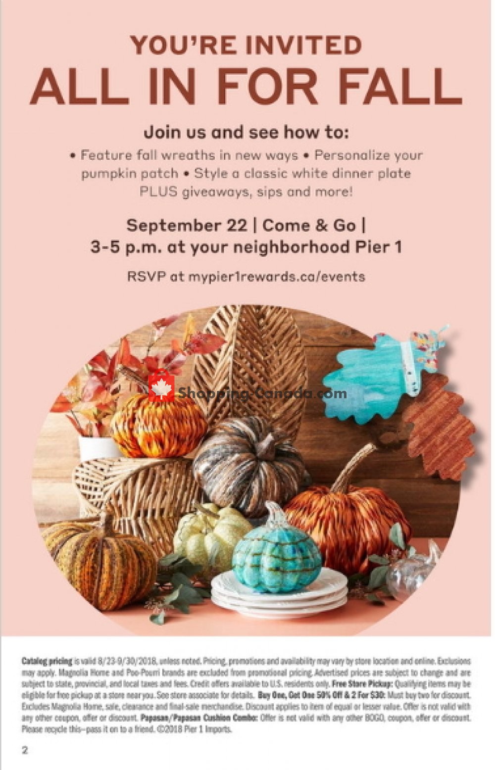 Pier 1 Imports flyer from Saturday September 1, 2018 to Sunday September 30, 2018 - page 2