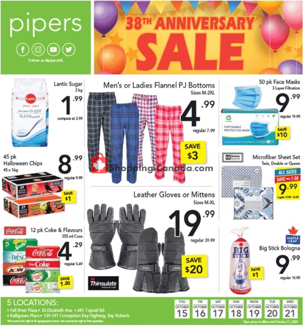 Pipers Superstore flyer from Thursday October 15, 2020 to Wednesday October 21, 2020 - page 1