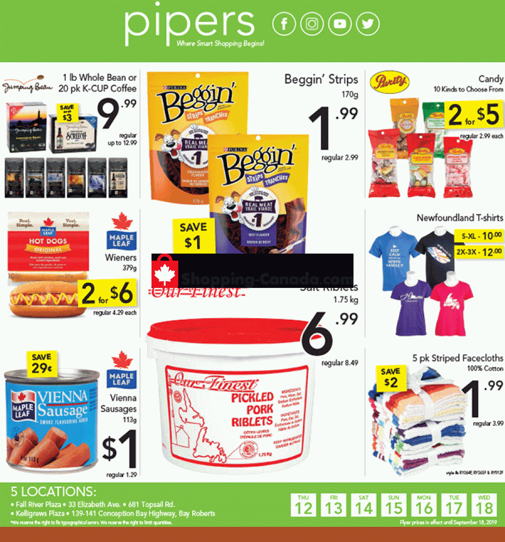 Pipers Superstore flyer from Thursday September 12, 2019 to Wednesday September 18, 2019 - page 1