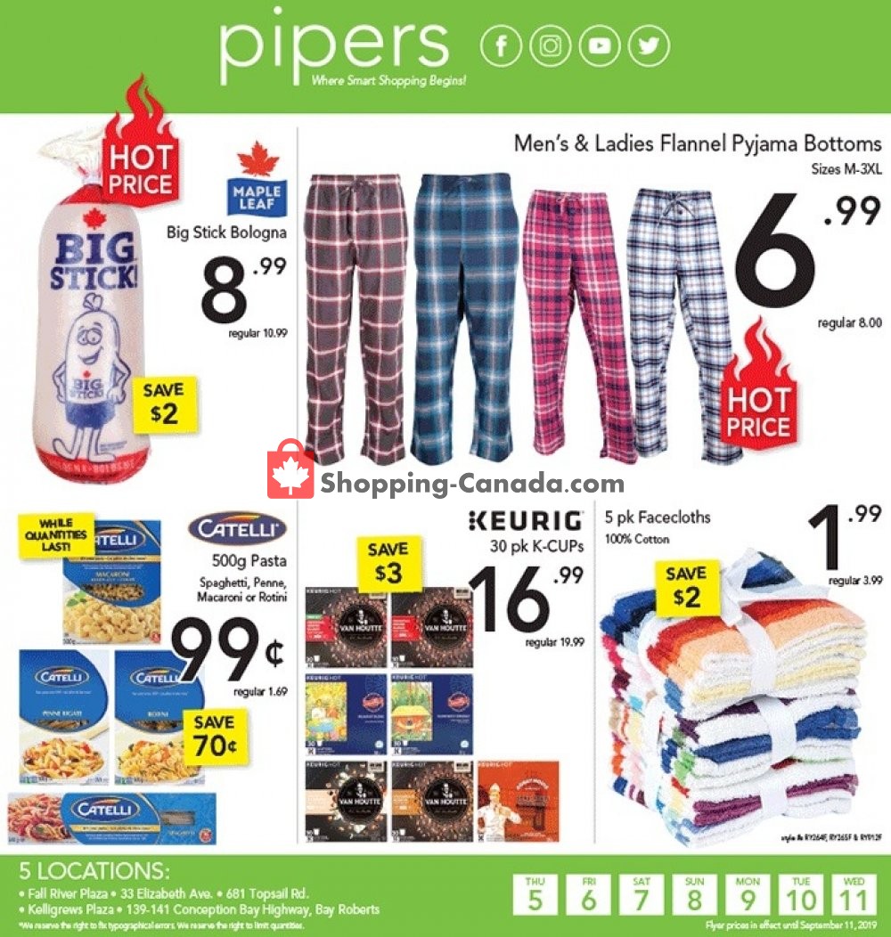 Pipers Superstore flyer from Thursday September 5, 2019 to Wednesday September 11, 2019 - page 1