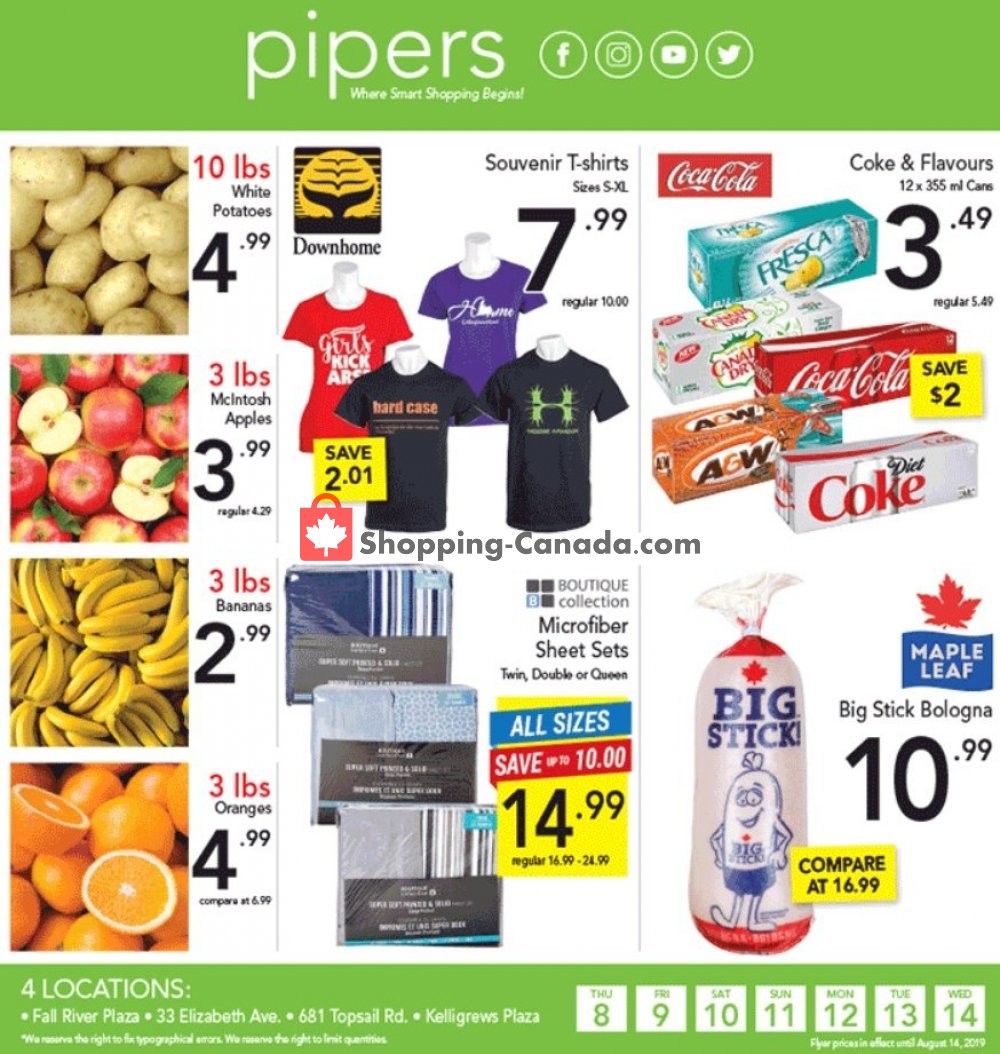 Pipers Superstore flyer from Thursday August 8, 2019 to Wednesday August 14, 2019 - page 1