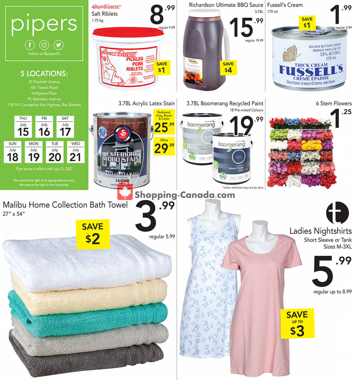 Pipers Superstore flyer from Thursday July 15, 2021 to Wednesday July 21, 2021 - page 1