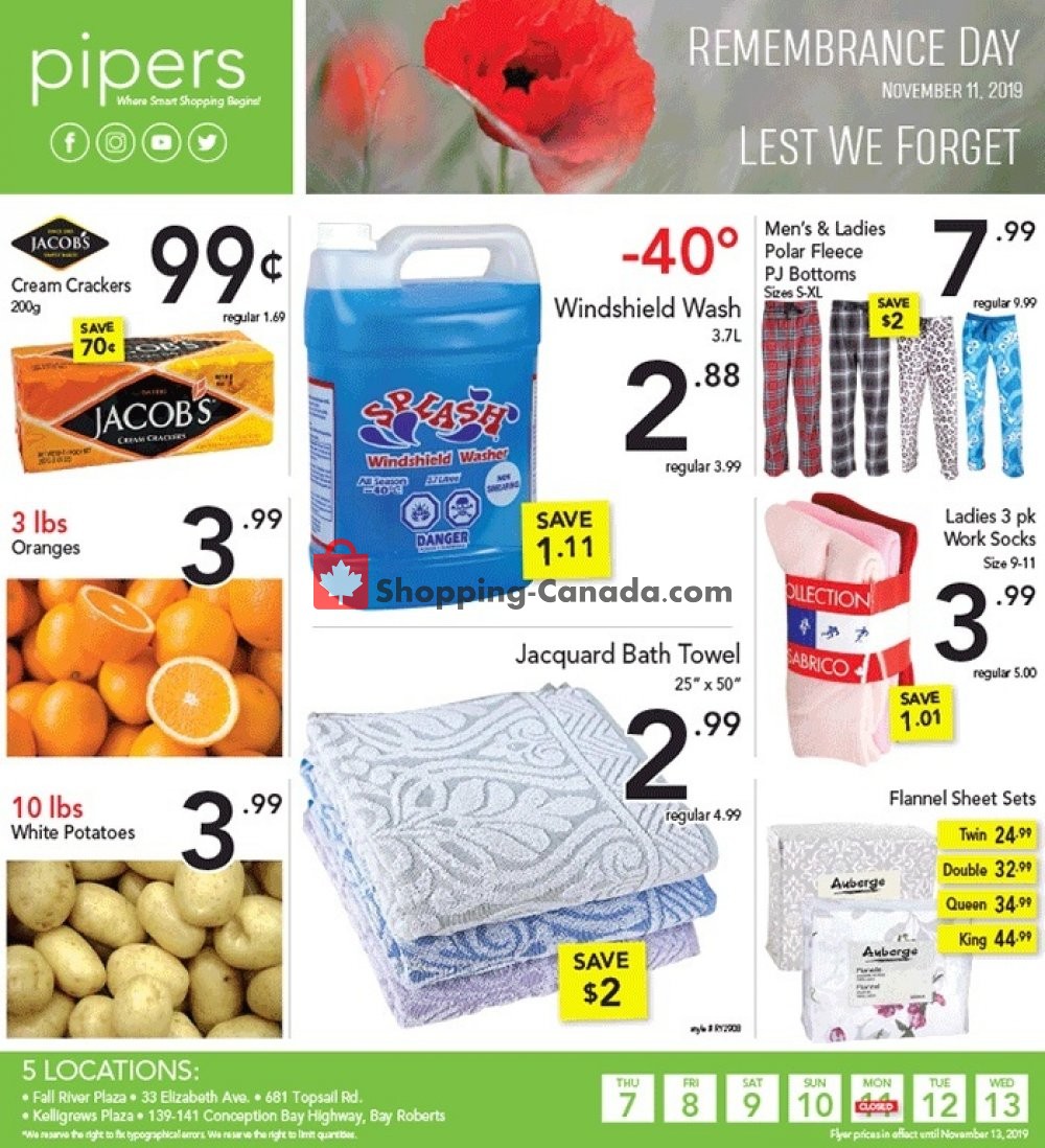 Pipers Superstore flyer from Thursday November 7, 2019 to Wednesday November 13, 2019 - page 1