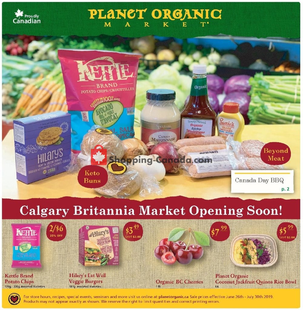 Planet Organic Market flyer from Wednesday June 26, 2019 to Tuesday July 30, 2019 - page 1