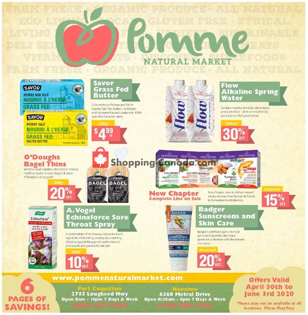 Pomme Natural Market flyer from Thursday April 30, 2020 to Wednesday June 3, 2020 - page 1