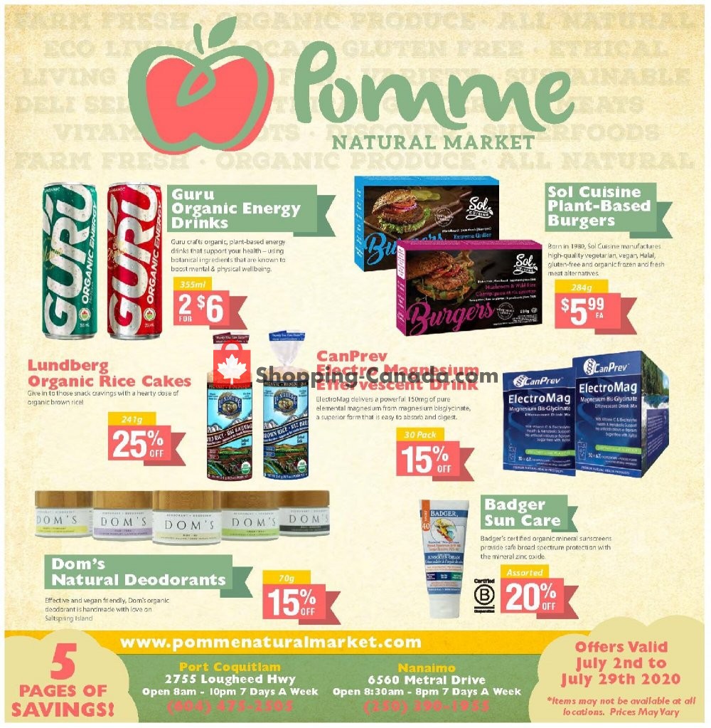 Pomme Natural Market flyer from Thursday July 2, 2020 to Wednesday July 29, 2020 - page 1
